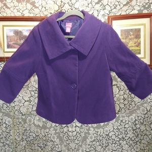 Du Jour purple jacket heavy cropped large buttons fully lined with bell sleeves